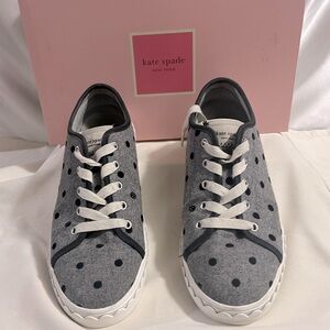 Kate Spade vale grey tennis shoes with black polka dots. Size 7